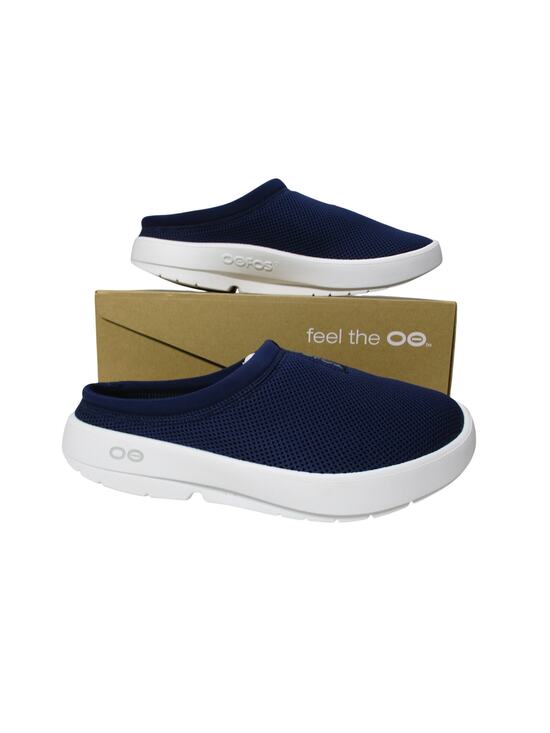 Oofos OOcoozie Sport Mule Navy Blue Slip On Comfort Shoes Mens Sz 10.5
